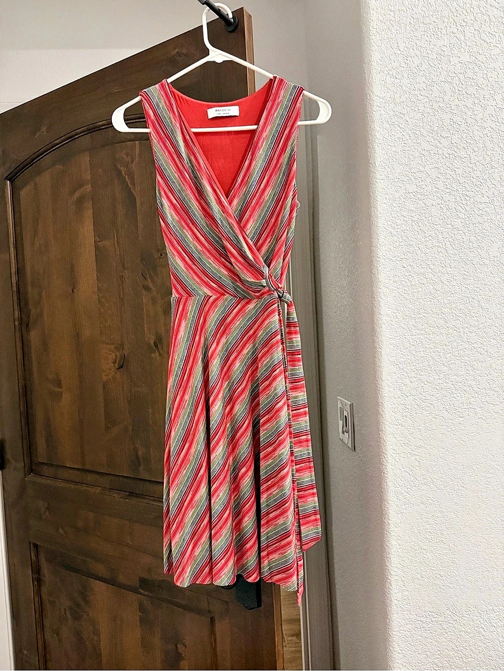Bailey/44 Abstract faux Wrap Midi Dress in Red & Gray Size XS Like New